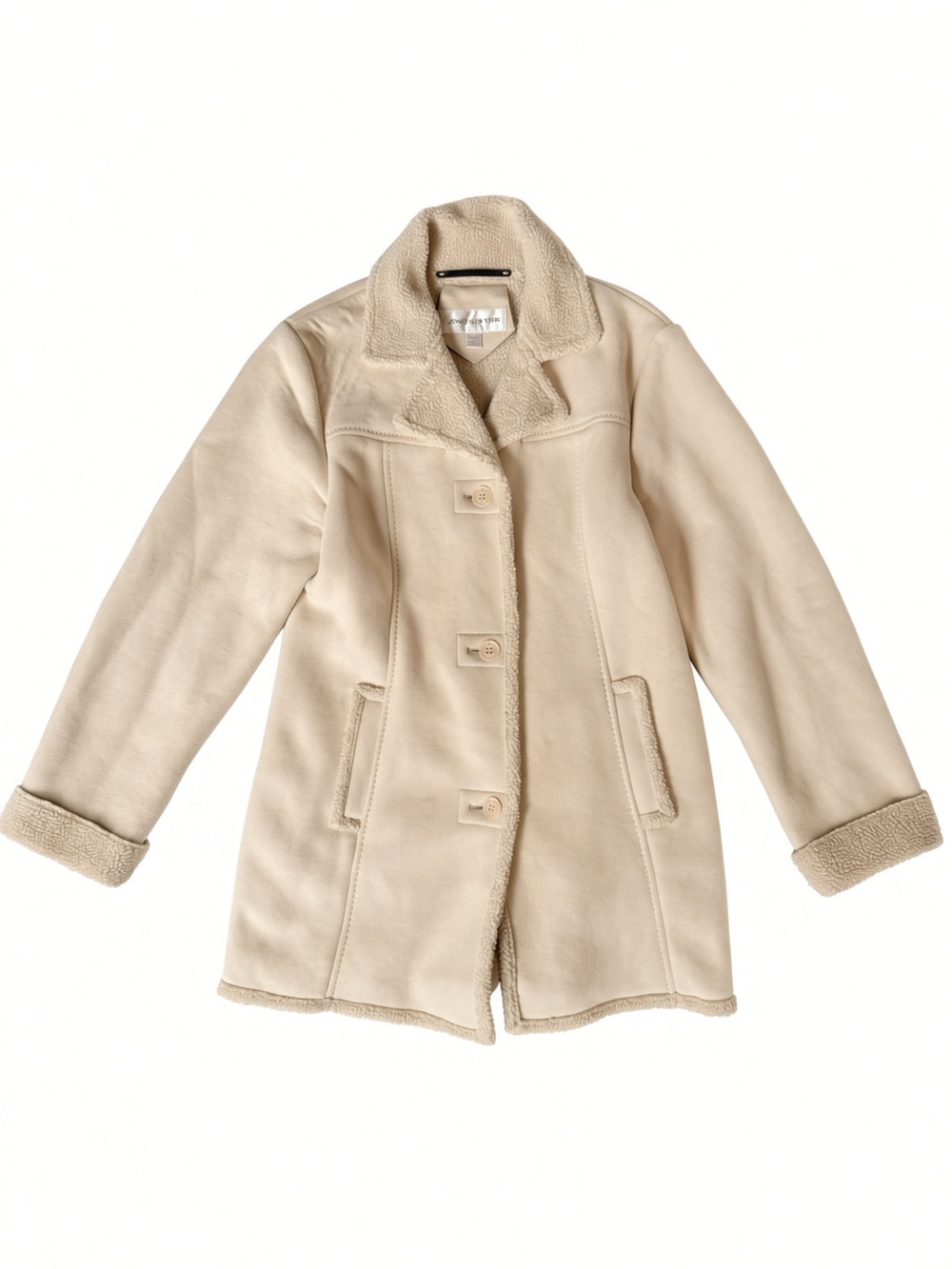 Jones New York Cream Faux-Shearling Pea Coat